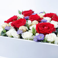 Pure Elegance Blooms Box - Luxurious Floral Arrangement with Chocolates