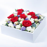 Pure Elegance Blooms Box - Luxurious Floral Arrangement with Chocolates