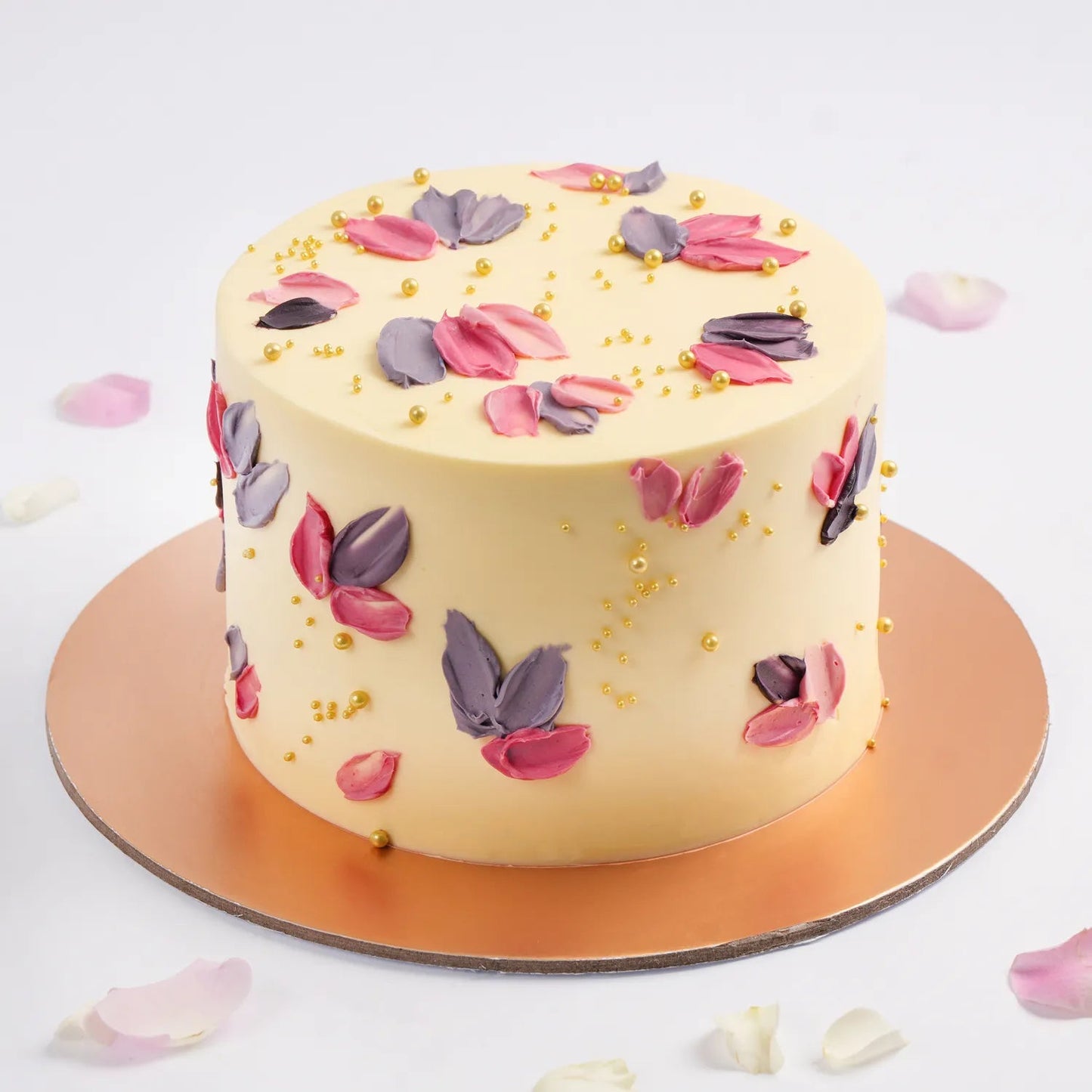 Elegant Purple & Pink Petals Chocolate Cake - Perfect for Celebrations