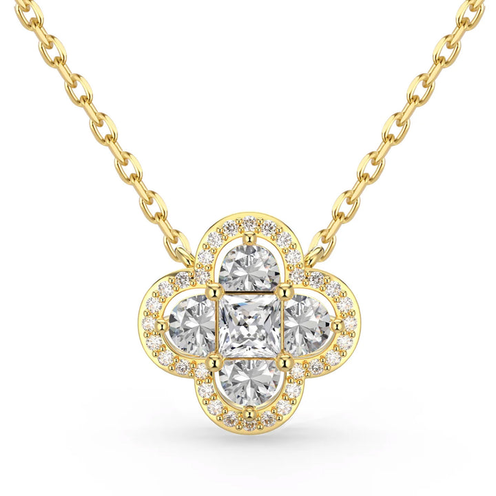 Elegant Radiant Floral Pendant Necklace in 925 Sterling Silver with Gold Plating