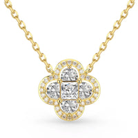 Elegant Radiant Floral Pendant Necklace in 925 Sterling Silver with Gold Plating