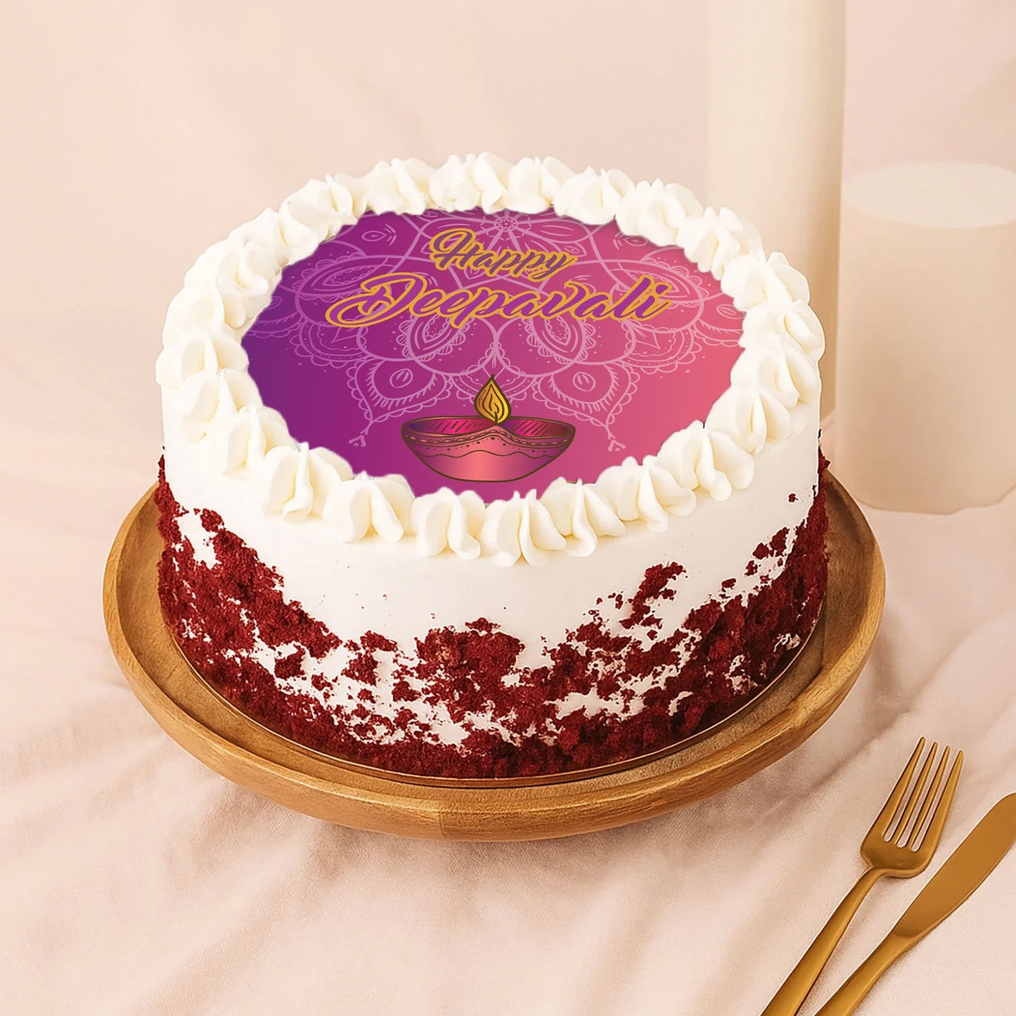 Red Velvet Cake For Diwali Wish