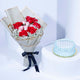 Elegant Chocolate Cake with Calendar Design & Rose Bouquet