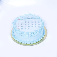 Elegant Chocolate Cake with Calendar Design & Rose Bouquet