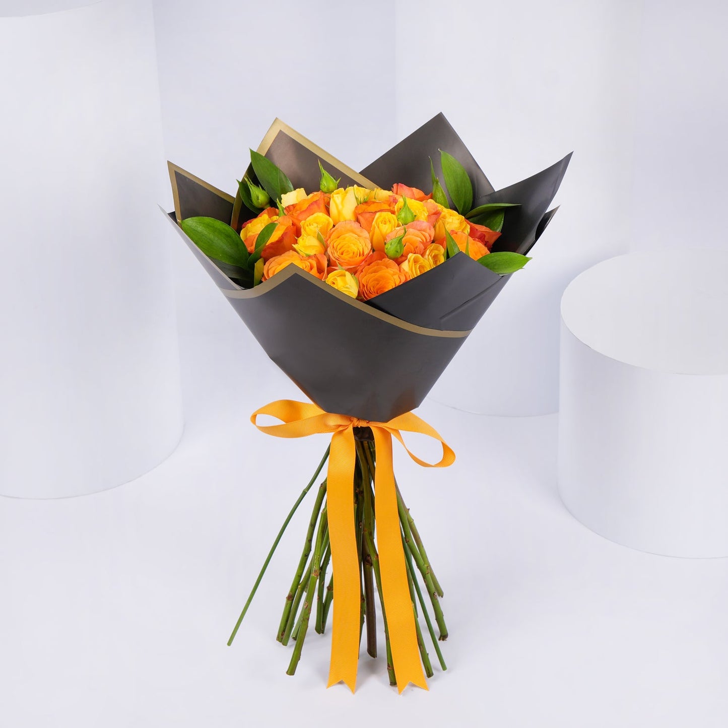 Roses of Devotion: Exquisite Orange and Yellow Bouquet