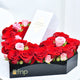 مجموعة هدايا فاخرة: صندوق على شكل قلب من الورود الحمراء الملكية وعطر بوشيرون بليس فاندوم