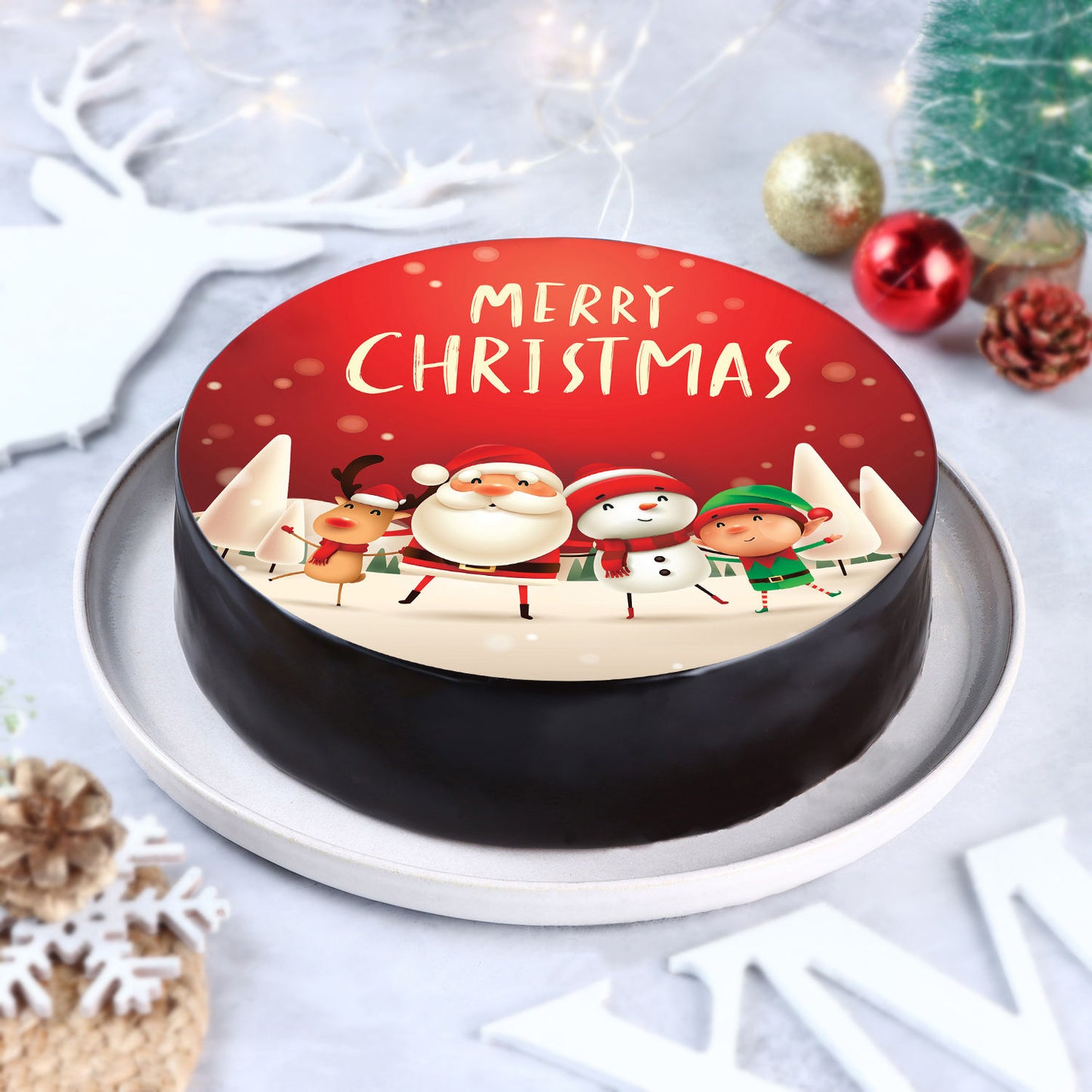 Festive Santa Chocolate Photo Cake - Half Kg Delight