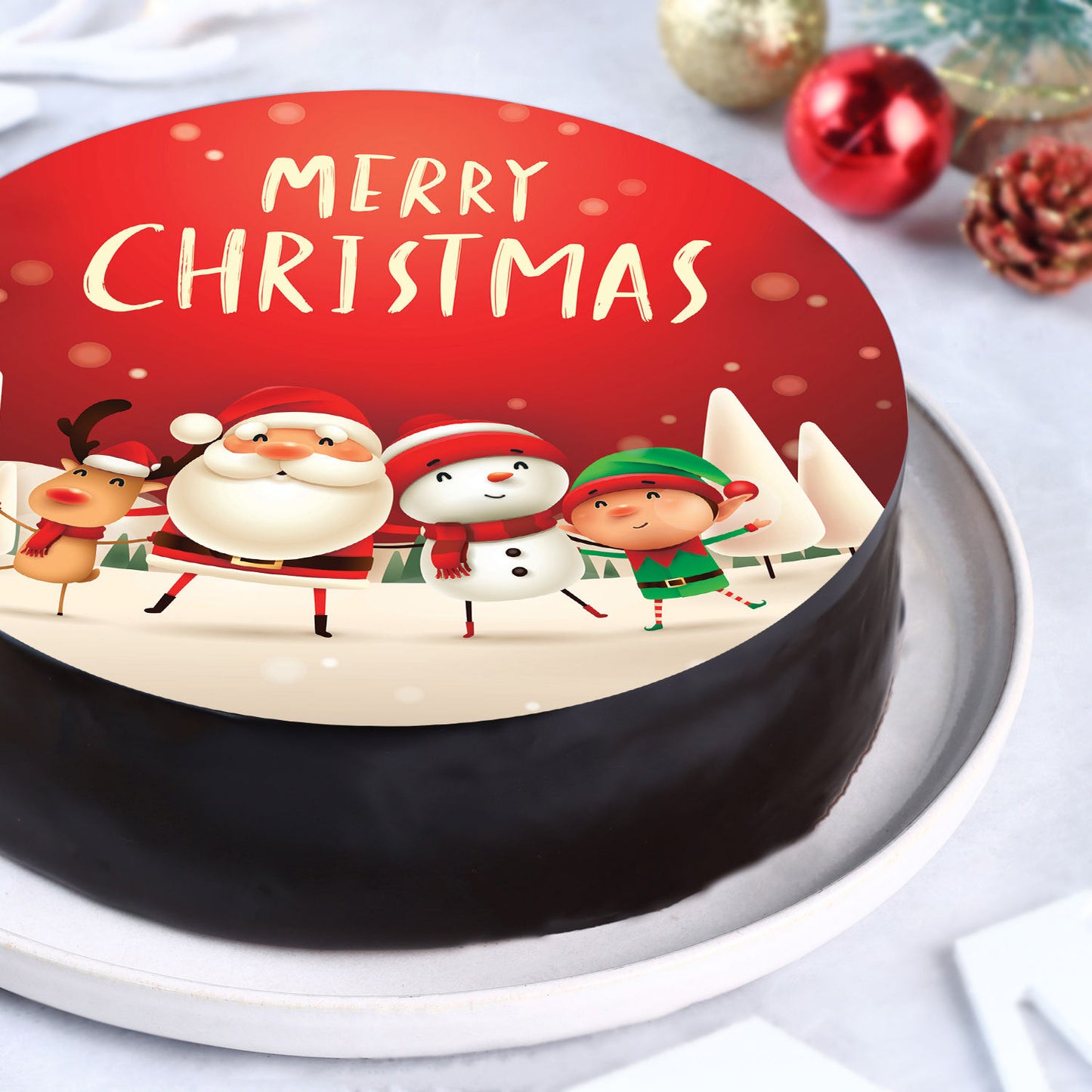 Festive Santa Chocolate Photo Cake - Half Kg Delight