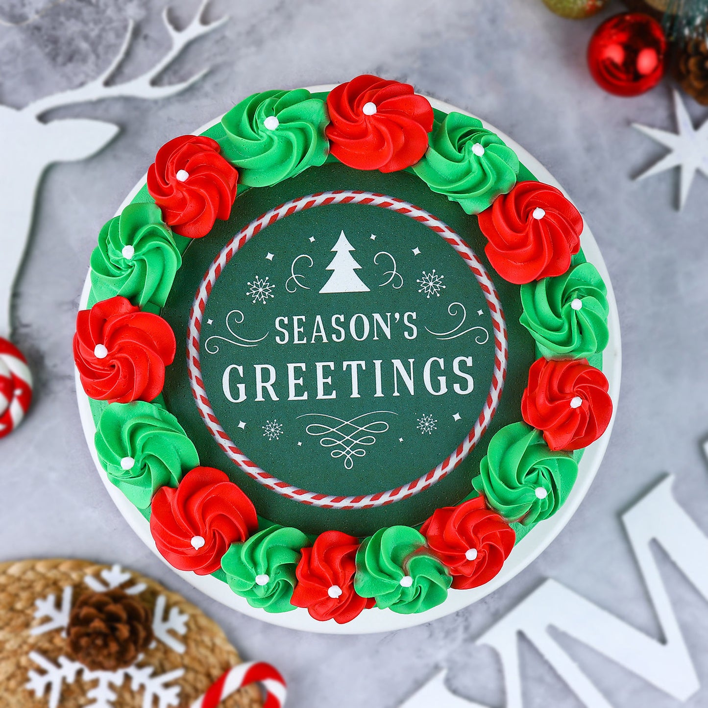 Festive Season's Greetings Chocolate Cake - 1 Kg Round Delight