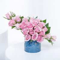 Serene Aroma Oasis Set: Luxurious Incense Burner with Purple Spray Roses