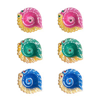 Set of 6 Multicolour Terracotta Diya with Decorative Packaging