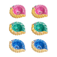 Set of 6 Multicolour Terracotta Diya with Decorative Packaging