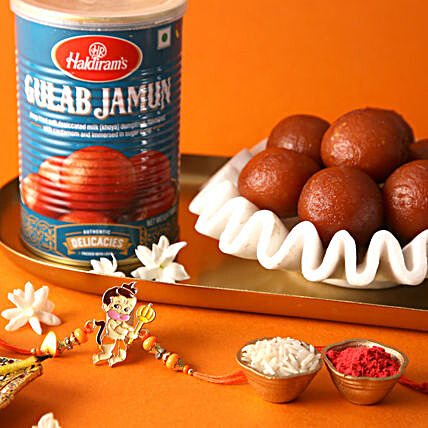 Delightful Sneh Bal Hanuman Kids Rakhi with Haldiram Gulab Jamun - Perfect Raksha Bandhan Gift