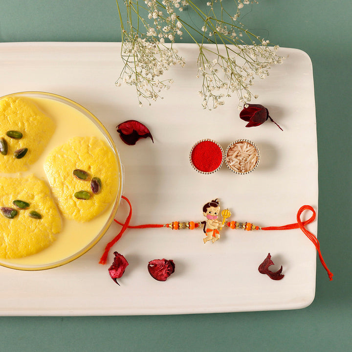 Sneh Bal Hanuman Rakhi with Delicious Rasmalai Combo