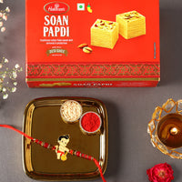 Sneh Holy Bal Hanuman Kids Rakhi with Delicious Soan Papdi - Perfect Festive Gift