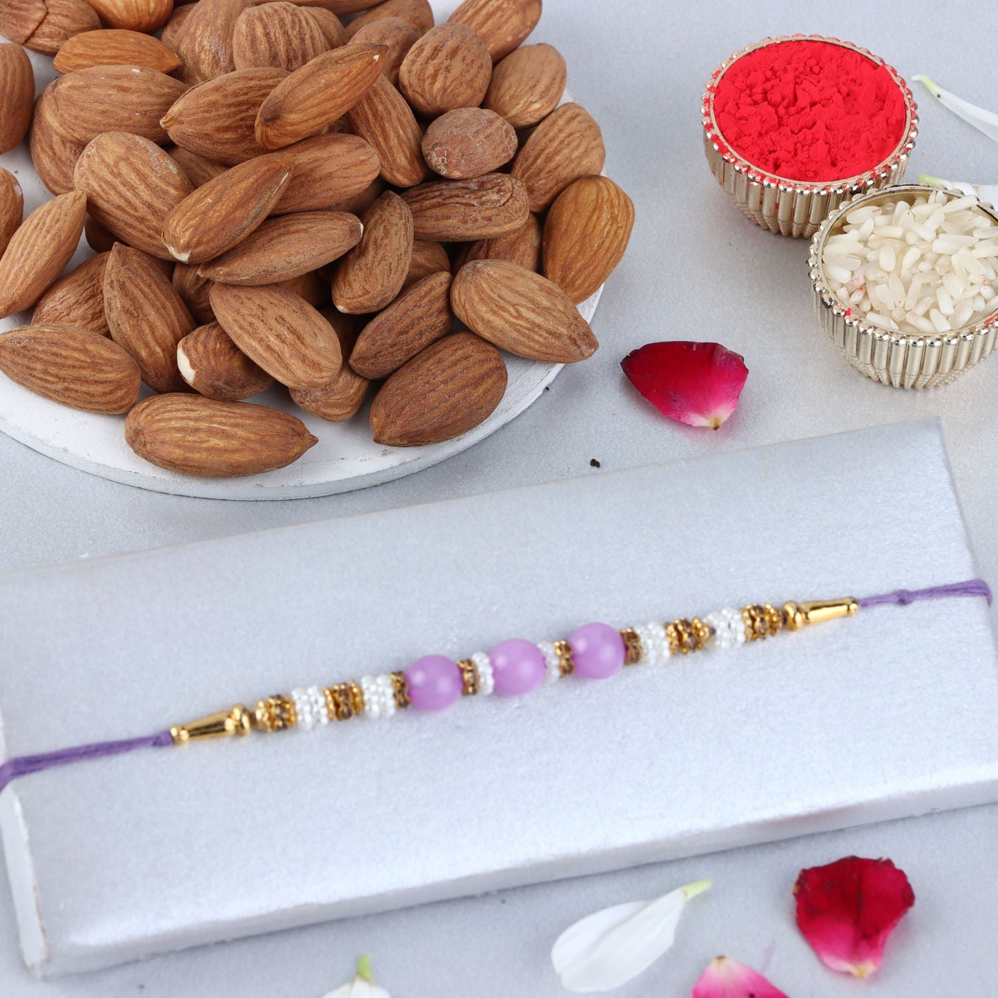 Sneh Regular Ethnic Pearl Rakhi with Almonds
