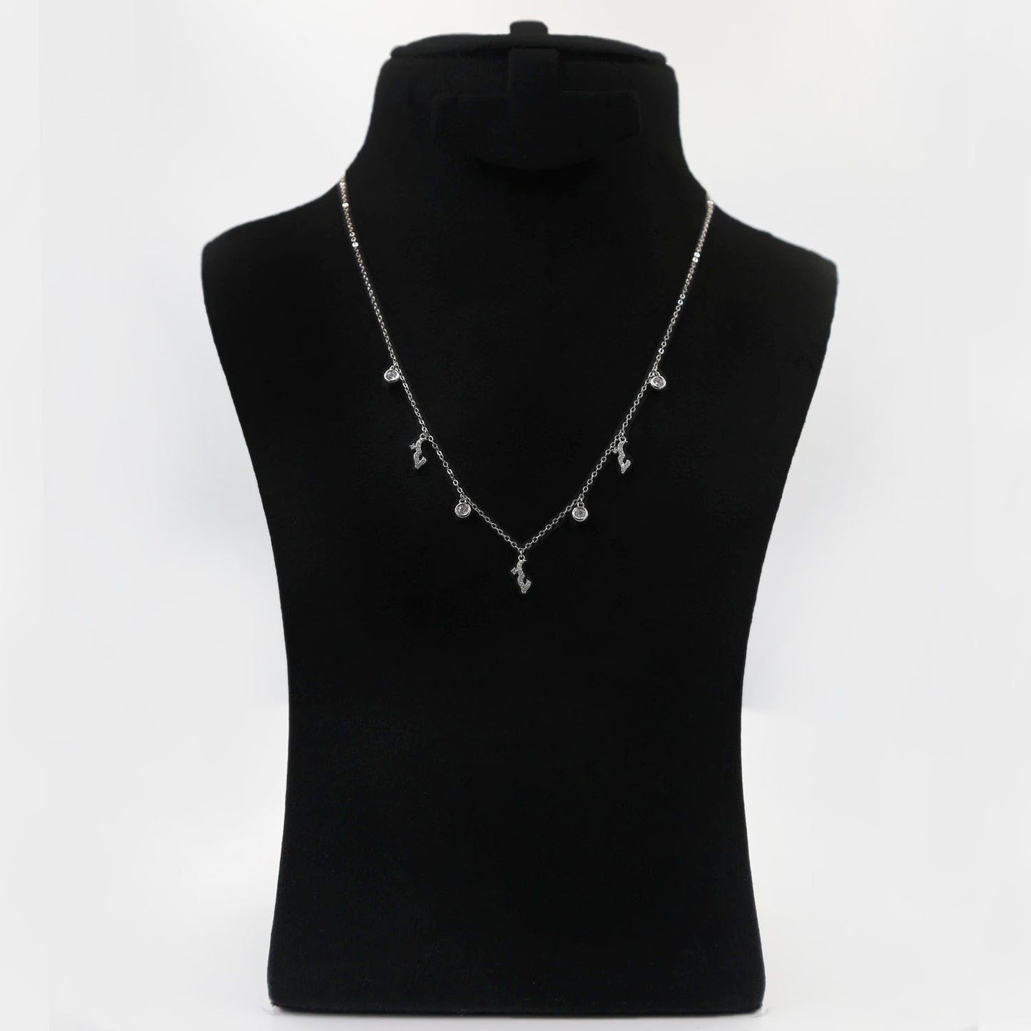 Elegant Sterling Silver Love Necklace with Charm Accents