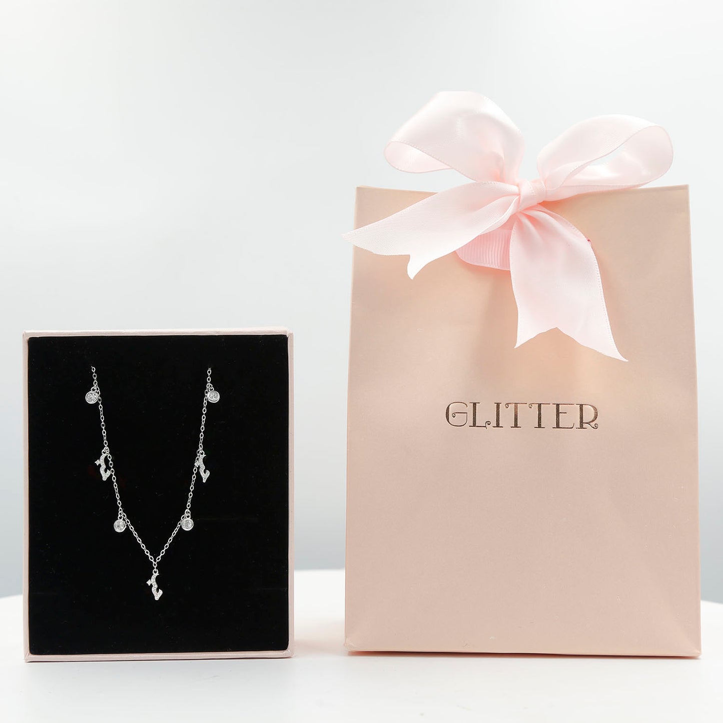 Elegant Sterling Silver Love Necklace with Charm Accents