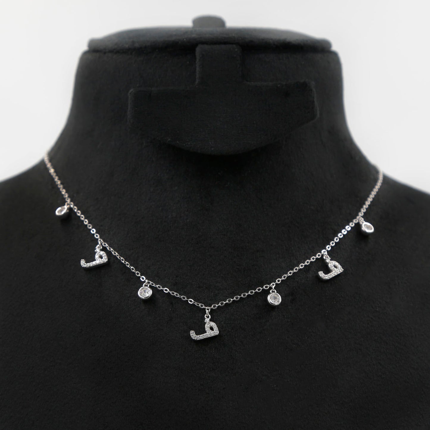 Sterling Silver Necklace Arabic Letter F