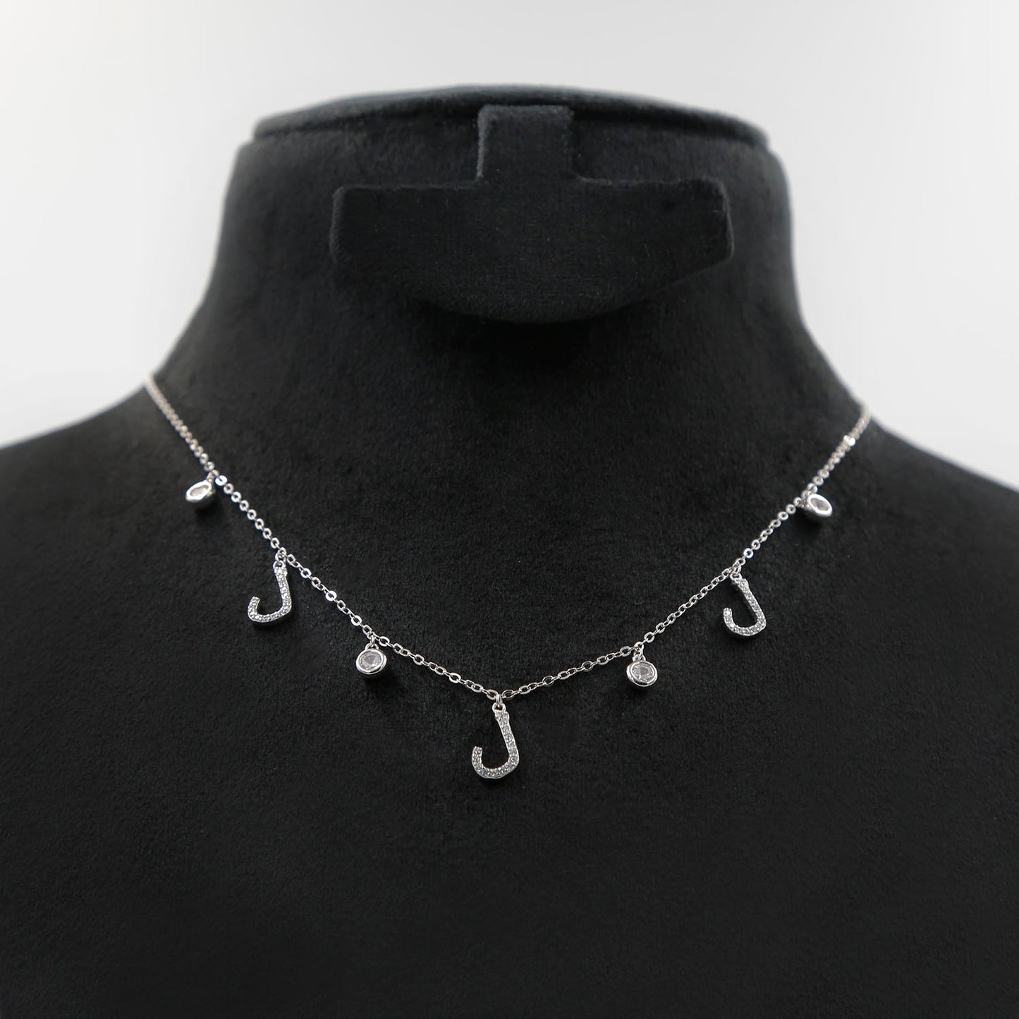 Elegant Sterling Silver Necklace with Arabic Letter 'L' Design