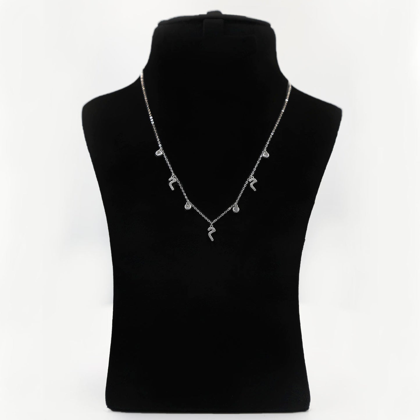 Elegant Sterling Silver Necklace with Arabic Letter 'M' by Glitter