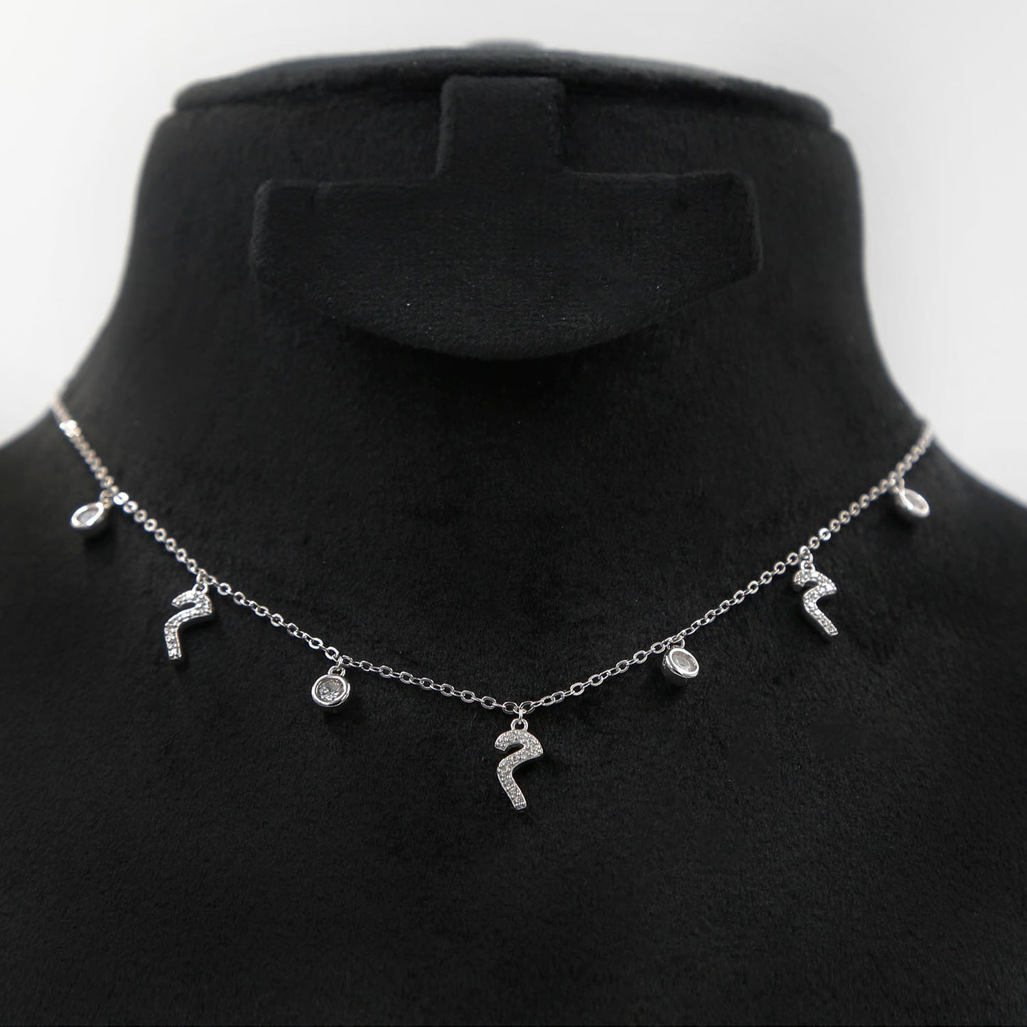 Elegant Sterling Silver Necklace with Arabic Letter 'M' by Glitter
