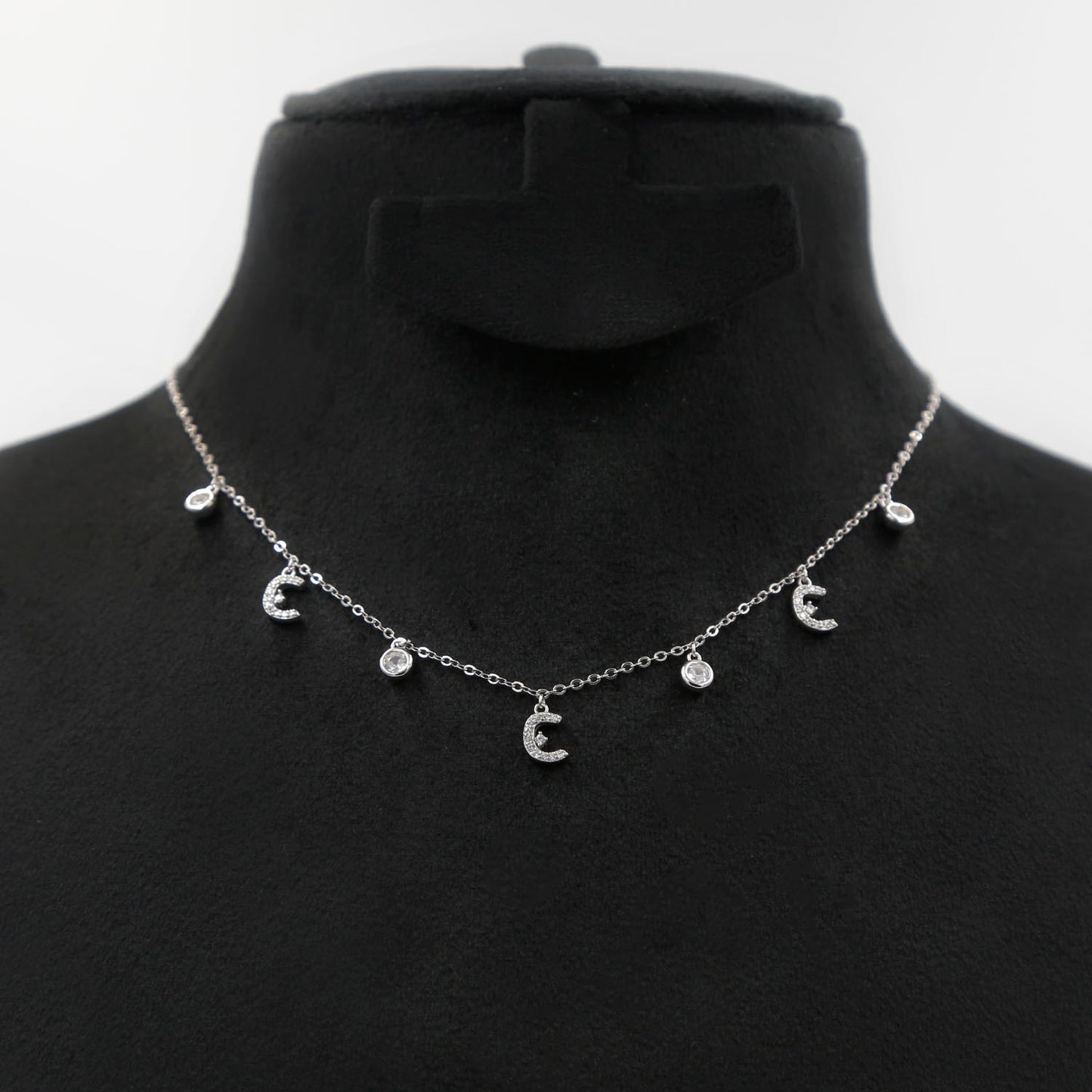 Elegant Sterling Silver Necklace with Arabic Letter ن - Glitter Collection