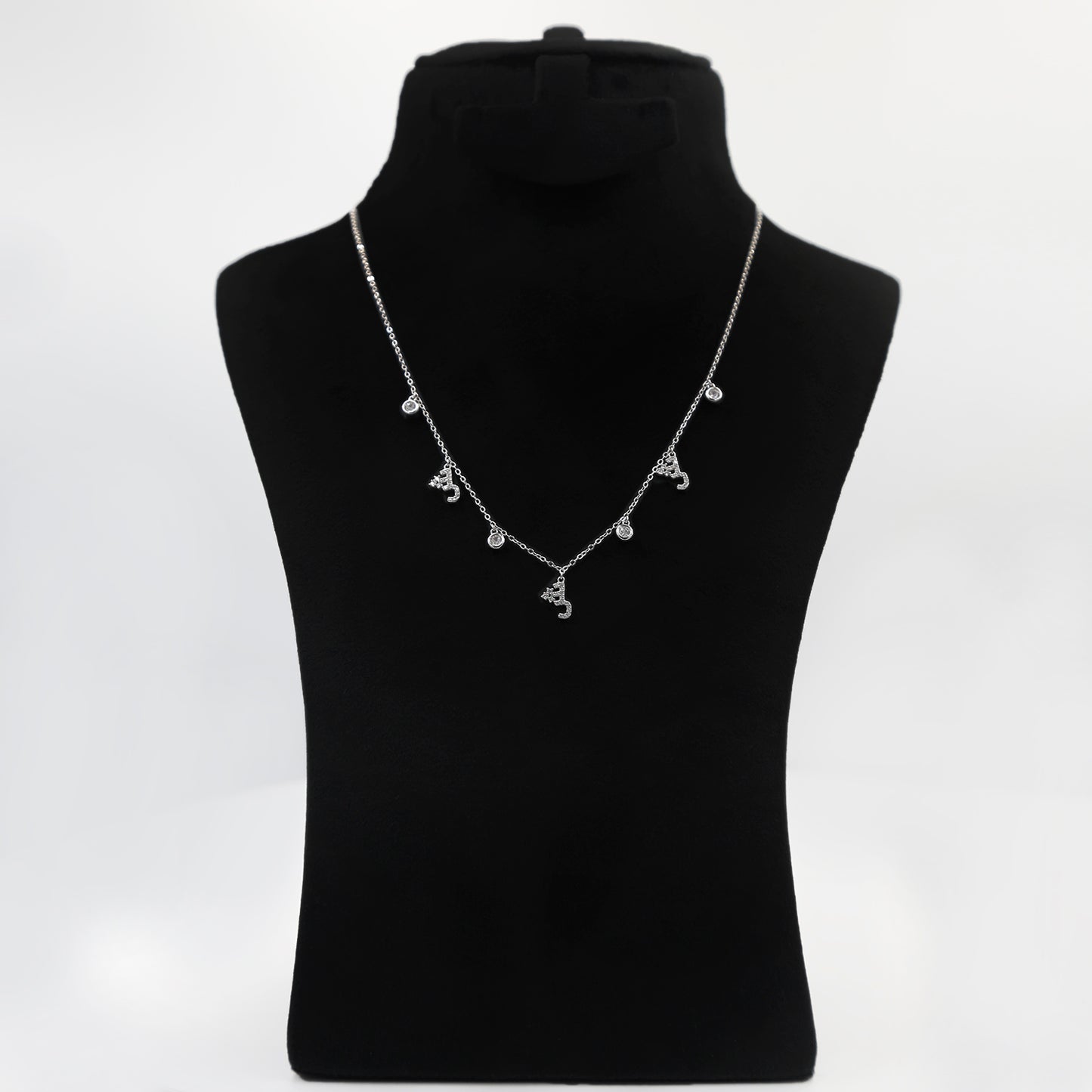 Elegant Sterling Silver Necklace with Arabic Letter ش by Glitter