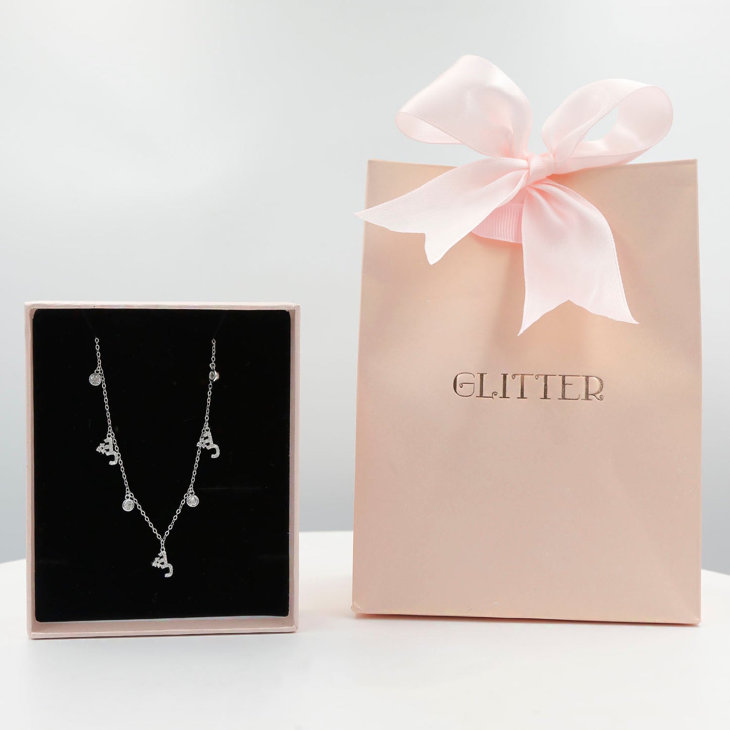 Elegant Sterling Silver Necklace with Arabic Letter ش by Glitter