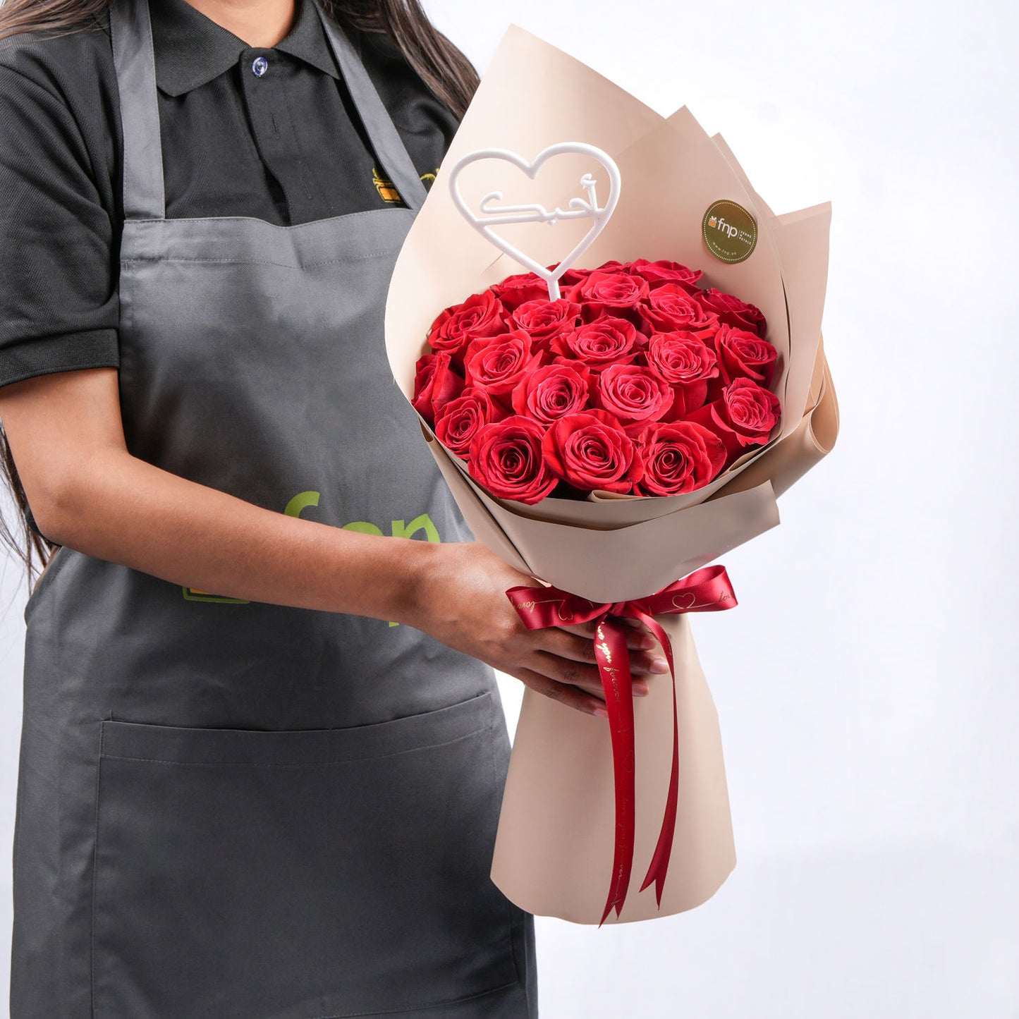 Exquisite 20 Red Roses Bouquet with Heart Topper