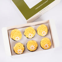 Sunny Daisy Delights Vanilla Cupcakes - Box of 6
