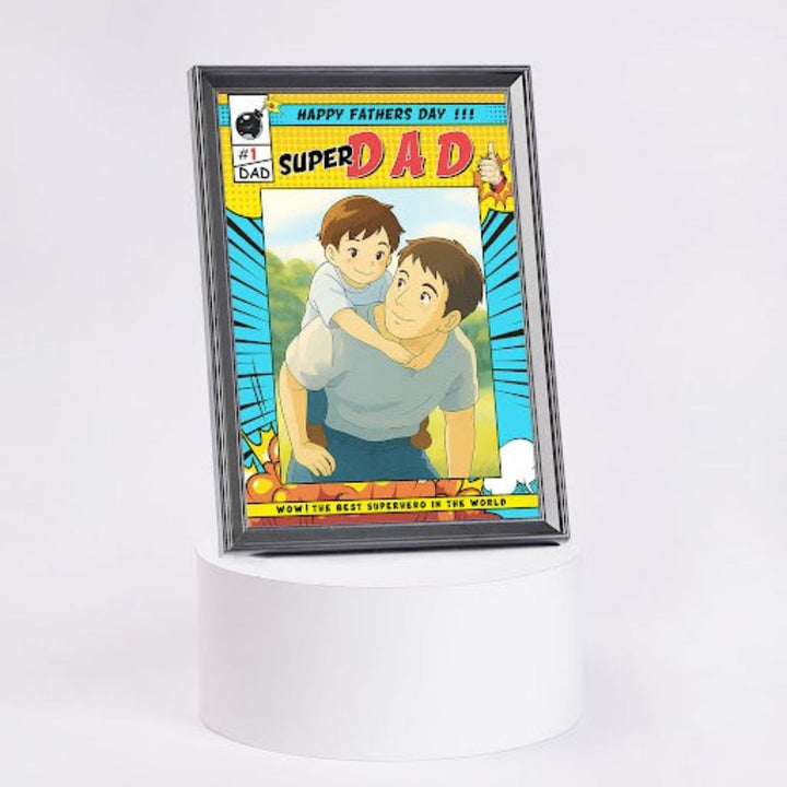 Super Dad Ghibli-Style Father's Day Personalized Frame - Celebrate the Hero in Your Life!