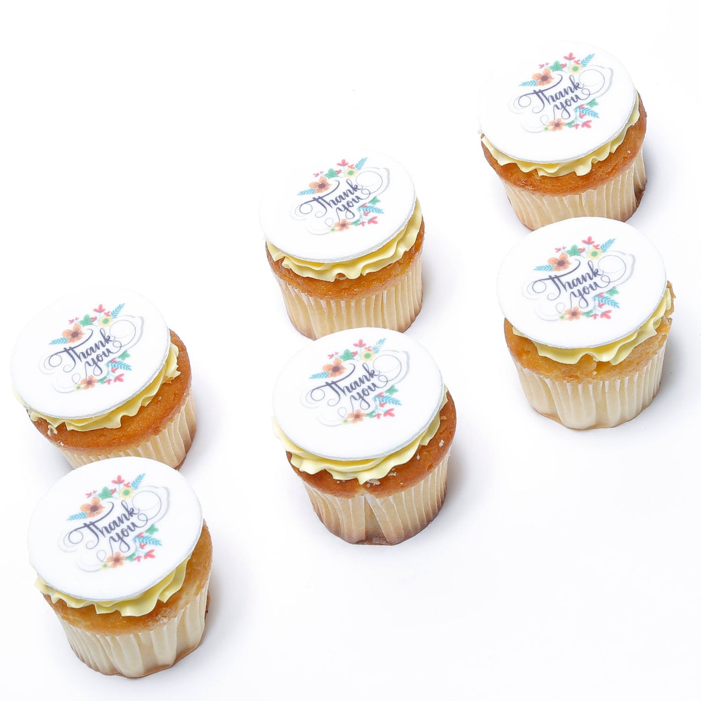 Elegant Thank You Vanilla Cupcakes - Set of 6