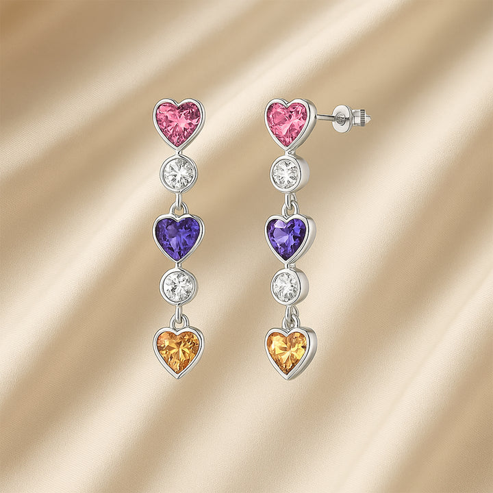 أقراط هارتفول الفضية مع الأحجار الكريمة الملونة