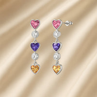 أقراط هارتفول الفضية مع الأحجار الكريمة الملونة