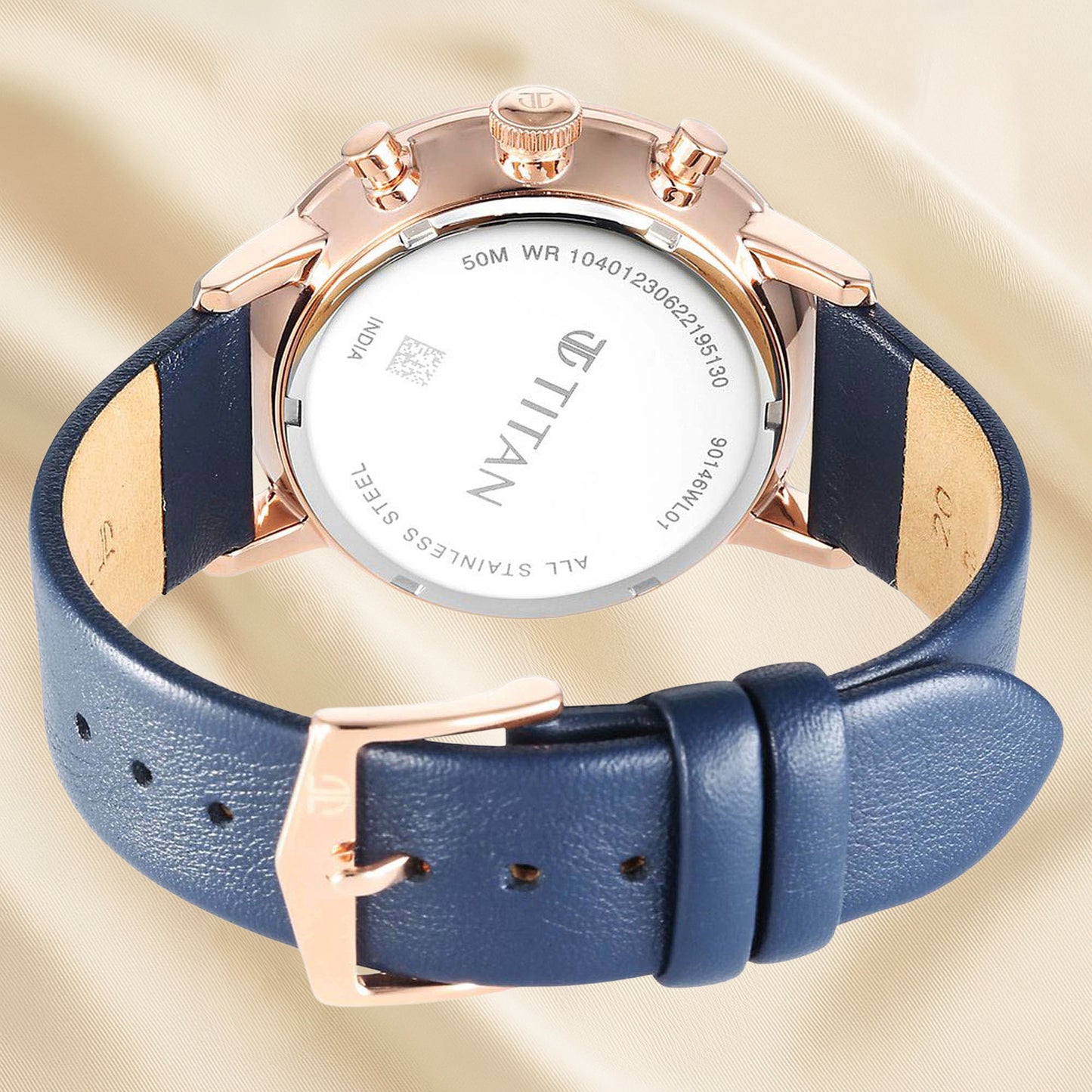 Titan Infinity Display Blue Dial Chronograph Leather Strap watch for Men