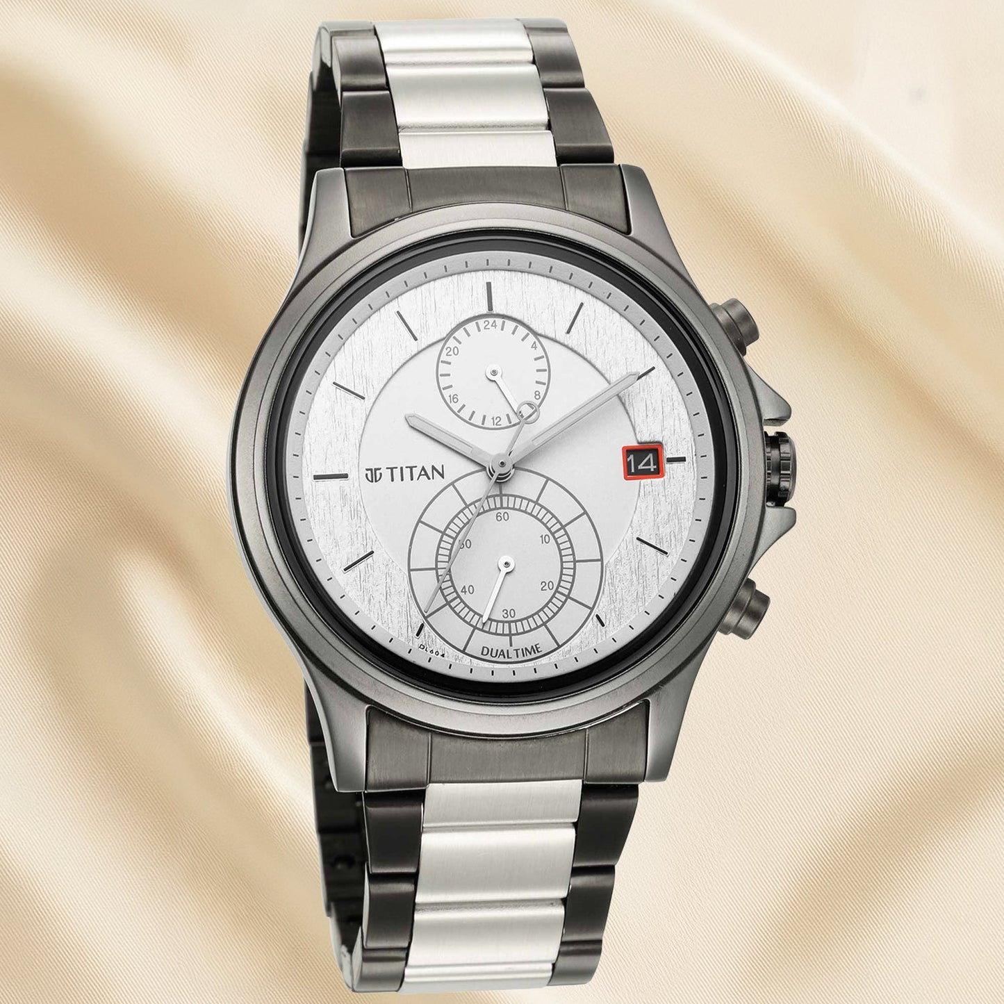 Titan Quartz Analog Silver Dial Stainless Steel Strap Watch for Men