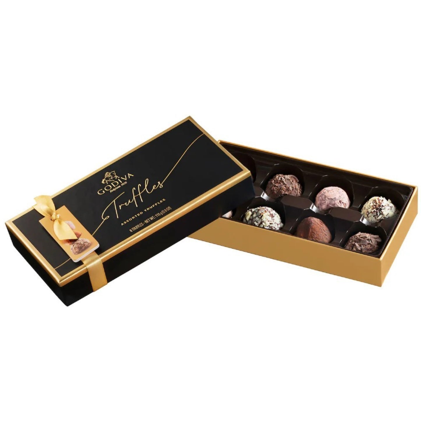 Godiva Truffles Collection with Elegant Peach Bouquet - 8 Assorted Truffles