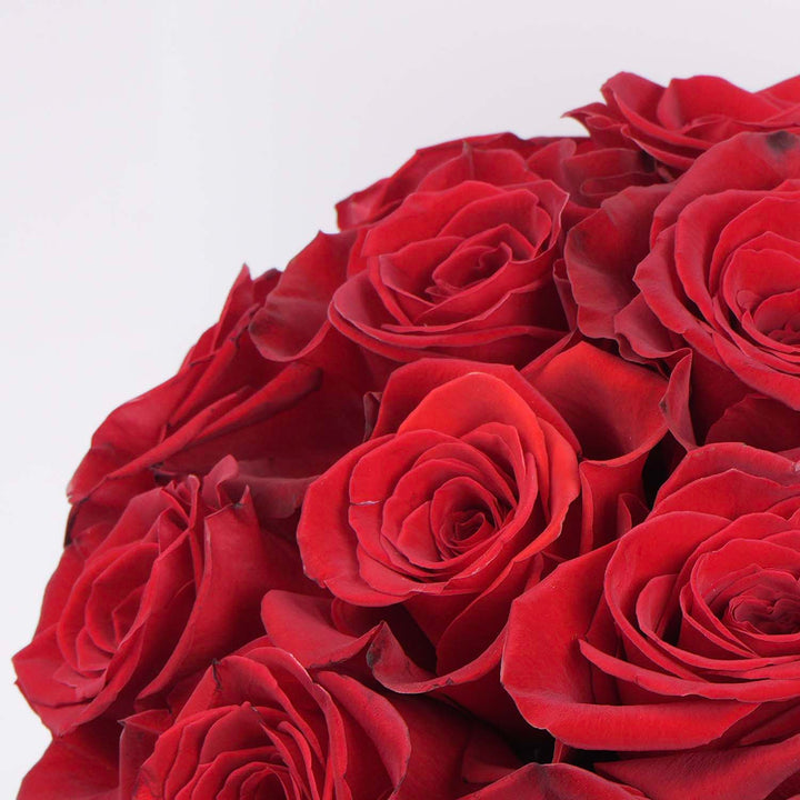 Elegant Valentine's Day Gift: 18 Red Roses in a Luxurious Pink Round Box