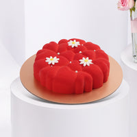 ترتيب ورود وردية رومانسية مع كعكة ريد فيلفيت فاخرة - 500 جم