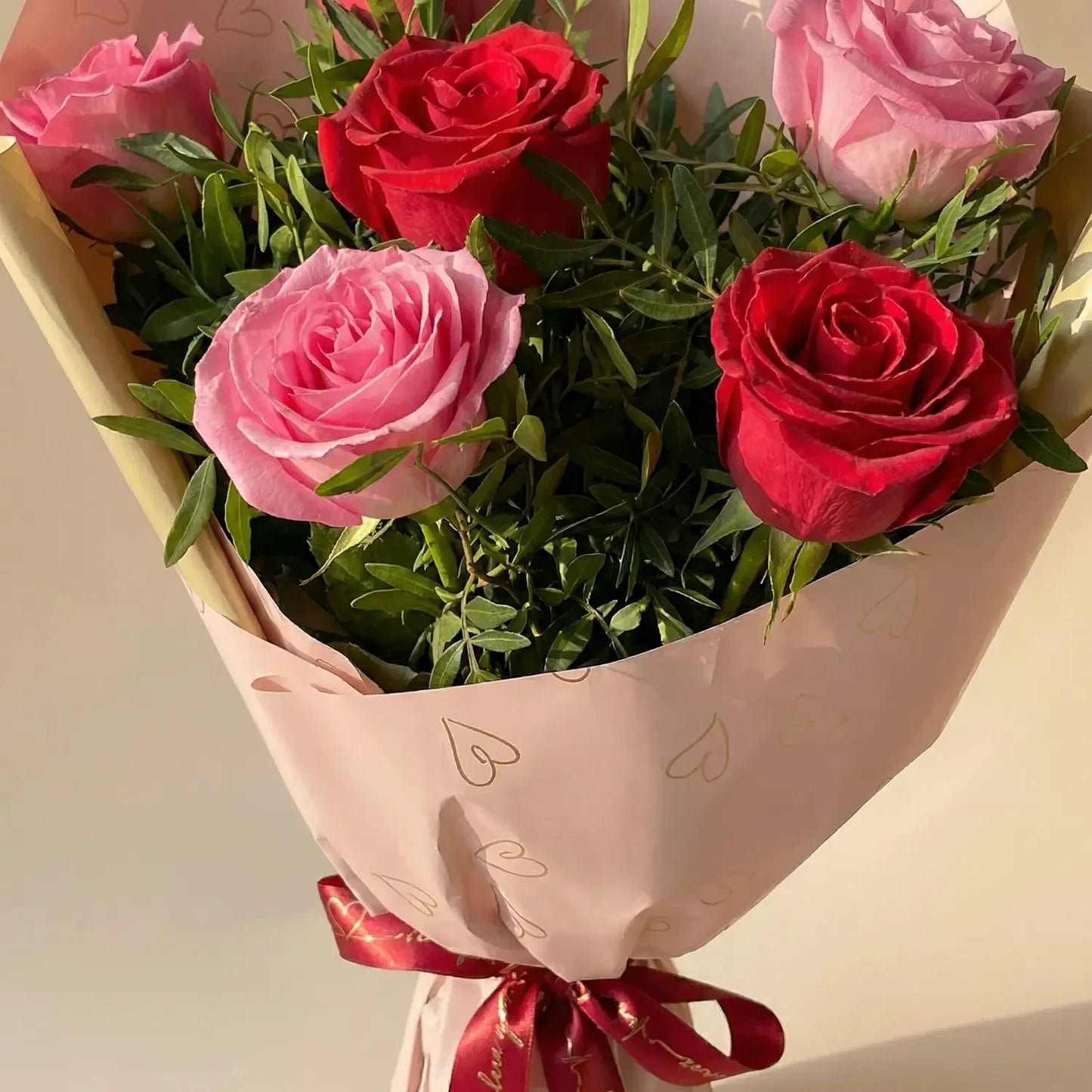 Valentine's Embrace: Romantic Red & Pink Rose Bouquet