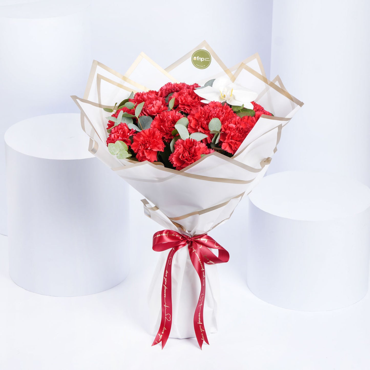 Whispers of Affection: Elegant Red Carnation Bouquet