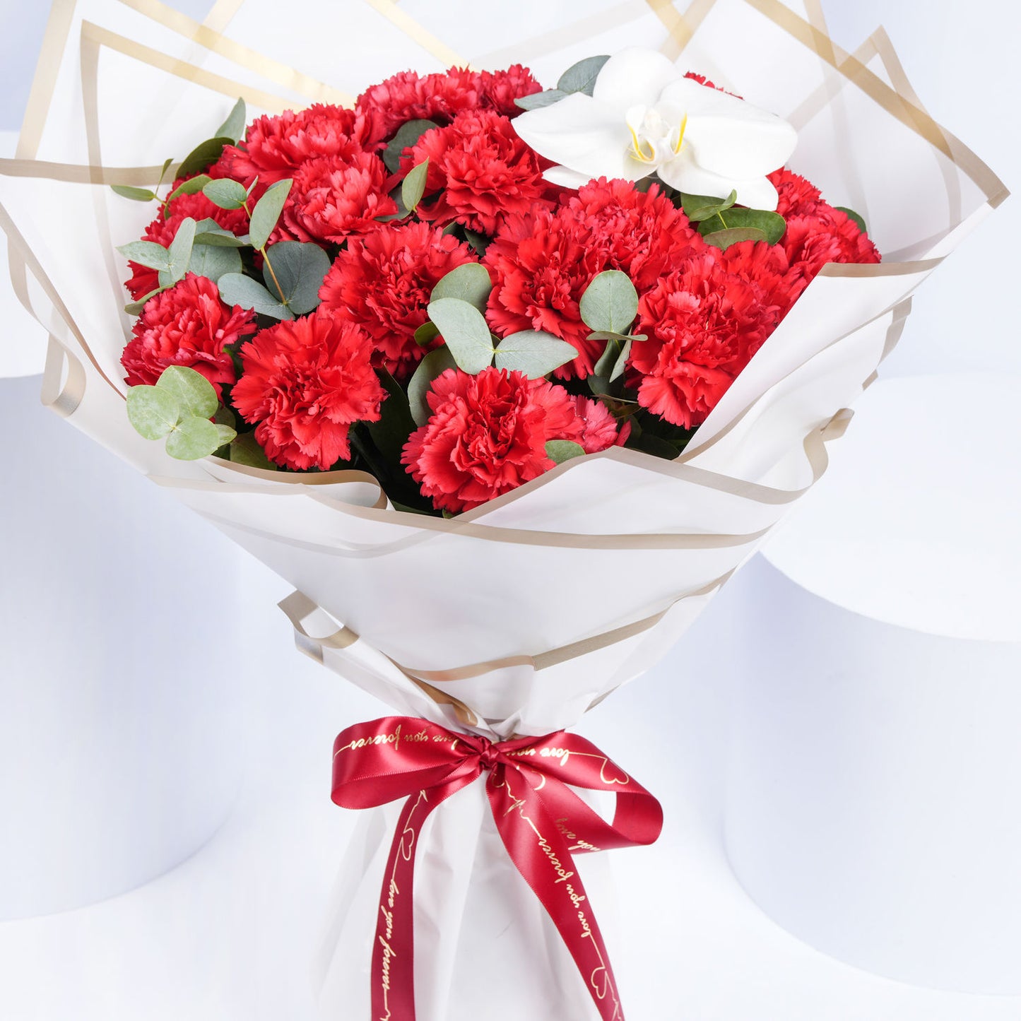 Whispers of Affection: Elegant Red Carnation Bouquet