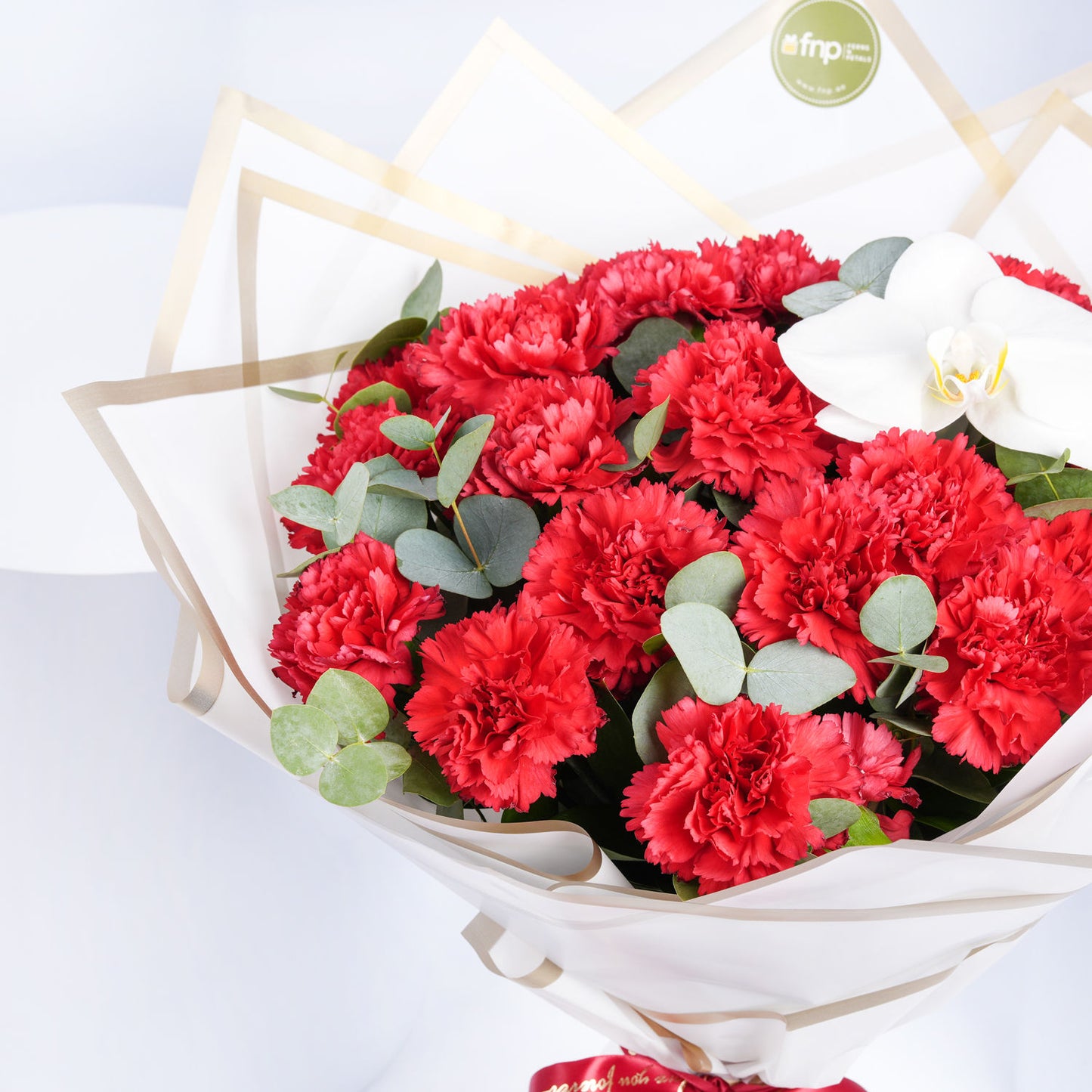 Whispers of Affection: Elegant Red Carnation Bouquet