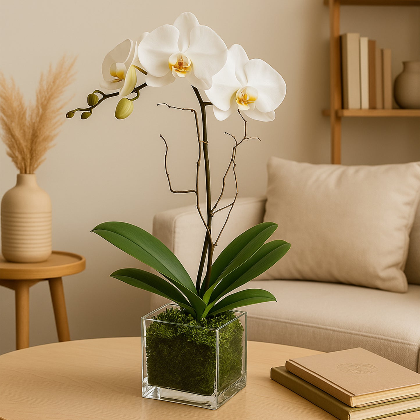 Elegant White Orchid in Stylish Glass Vase - Perfect for Home Décor