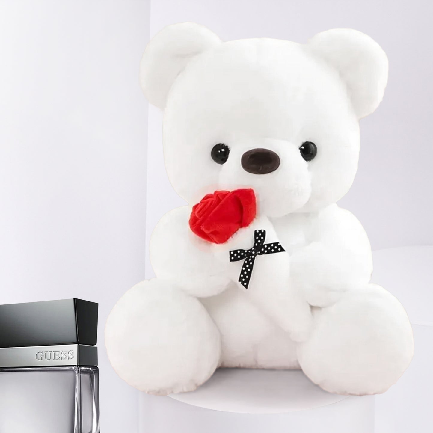 Gift Set: White Teddy Bear with Guess Seductive EDT for Men 100 ml