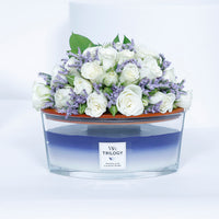 WoodWick Ellipse Candle - Evening Luxe with Elegant Floral Arrangement