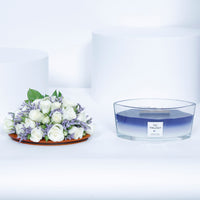 WoodWick Ellipse Candle - Evening Luxe with Elegant Floral Arrangement