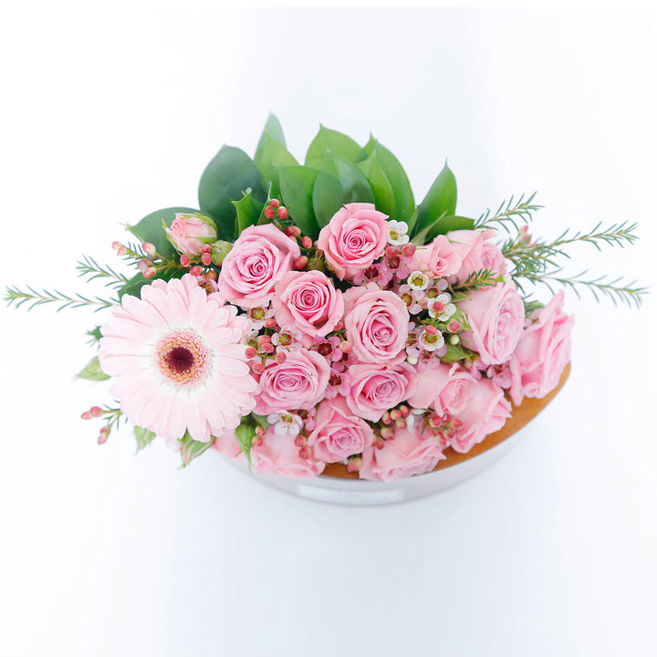 WoodWick Ellipse Candle - Pressed Blooms & Patchouli with Elegant Floral Arrangement