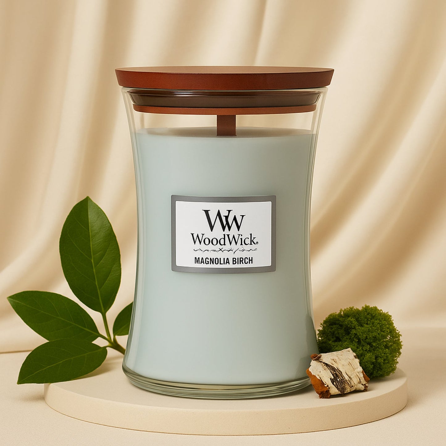 Woodwick Large Hourglass Candle | MAGNOLIA BIRCH - Aromatic Luxury for Your Home